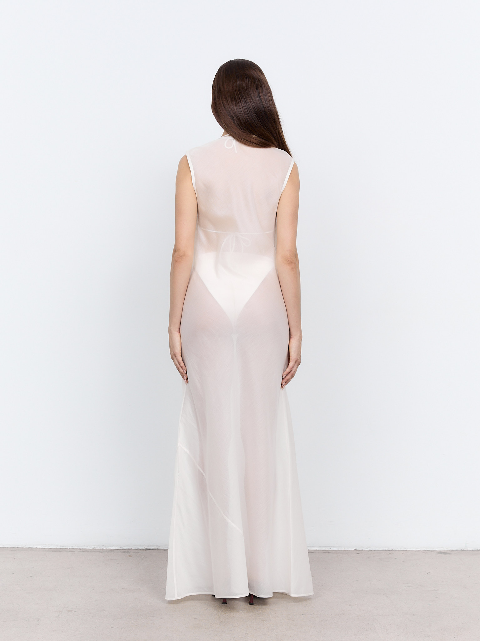 Semi Sheer Silk Dress - White / 6 Semi Sheer Silk Dress - White / 6