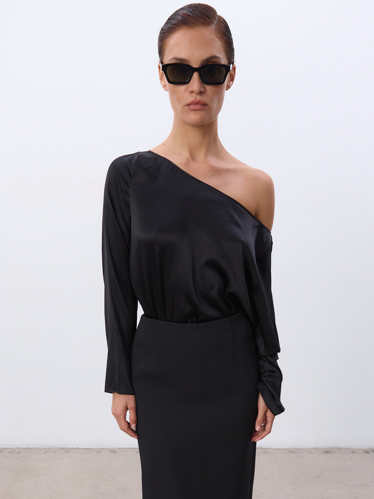 Long Sleeve Silk Slip Top