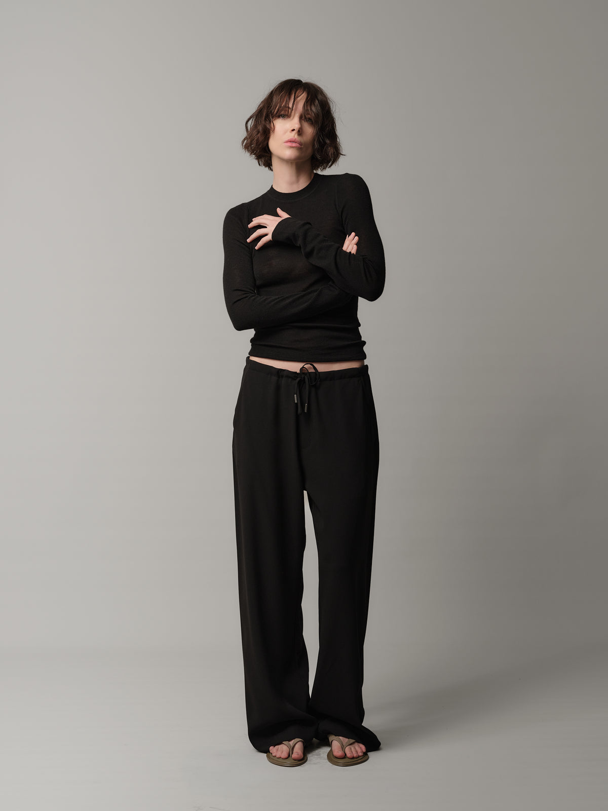 Crepe Drawstring Trouser