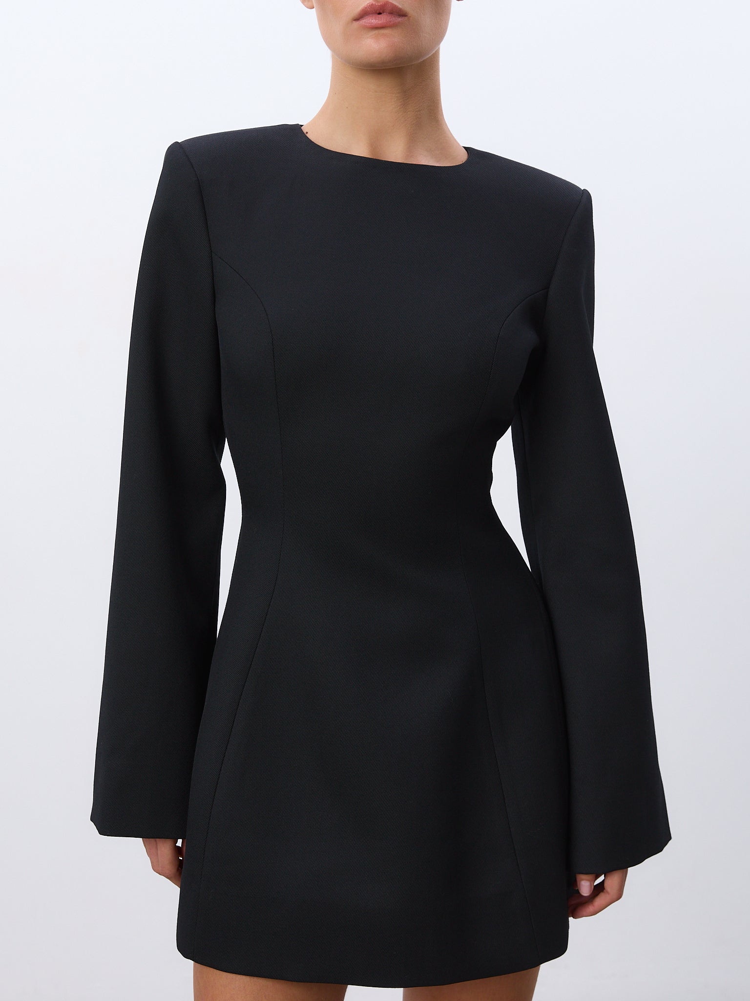 black long sleeve mini dress formal Black Ribbed Knit Long Sleeve Mini Dress