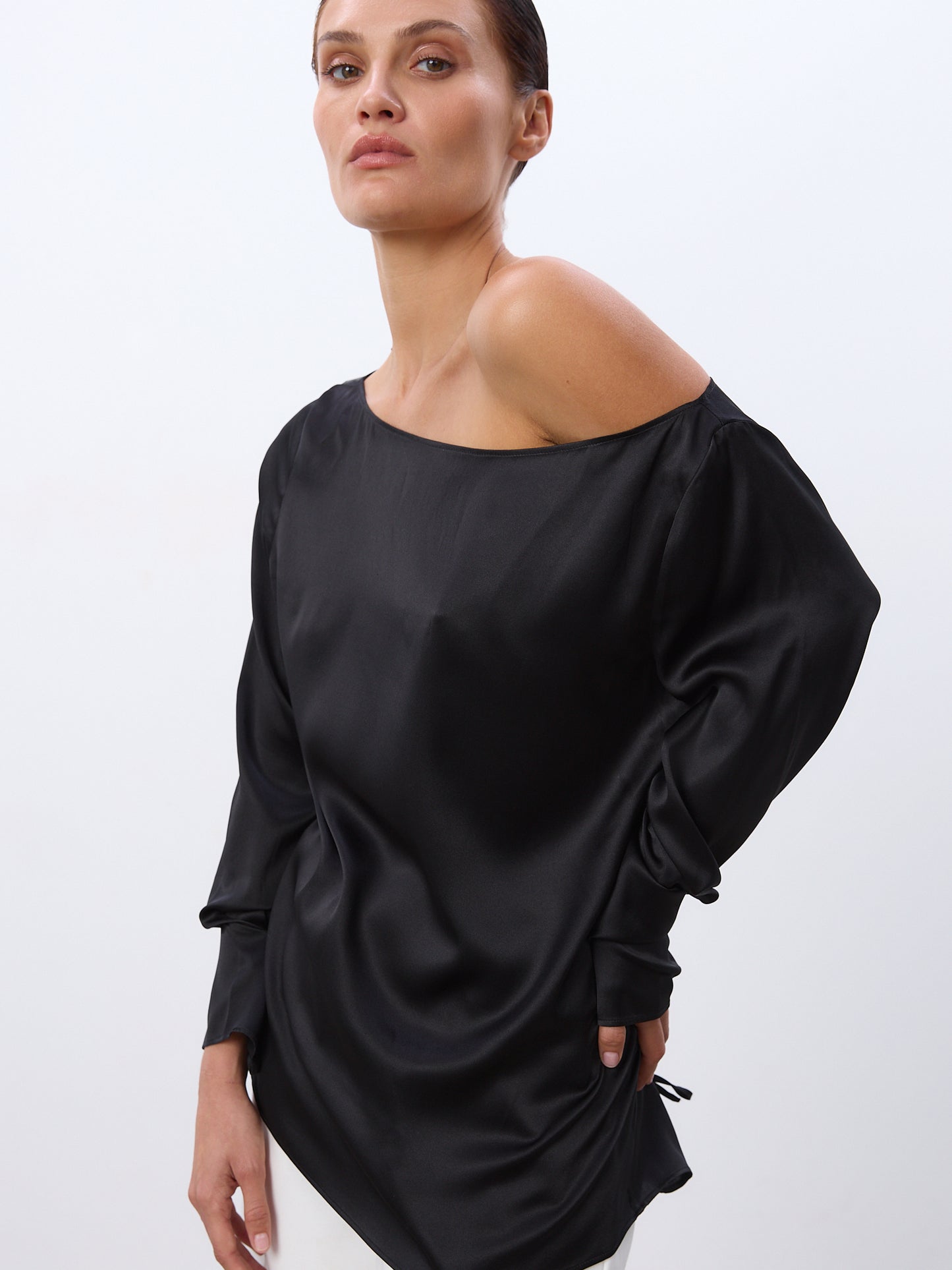 Long Sleeve Silk Slip Top