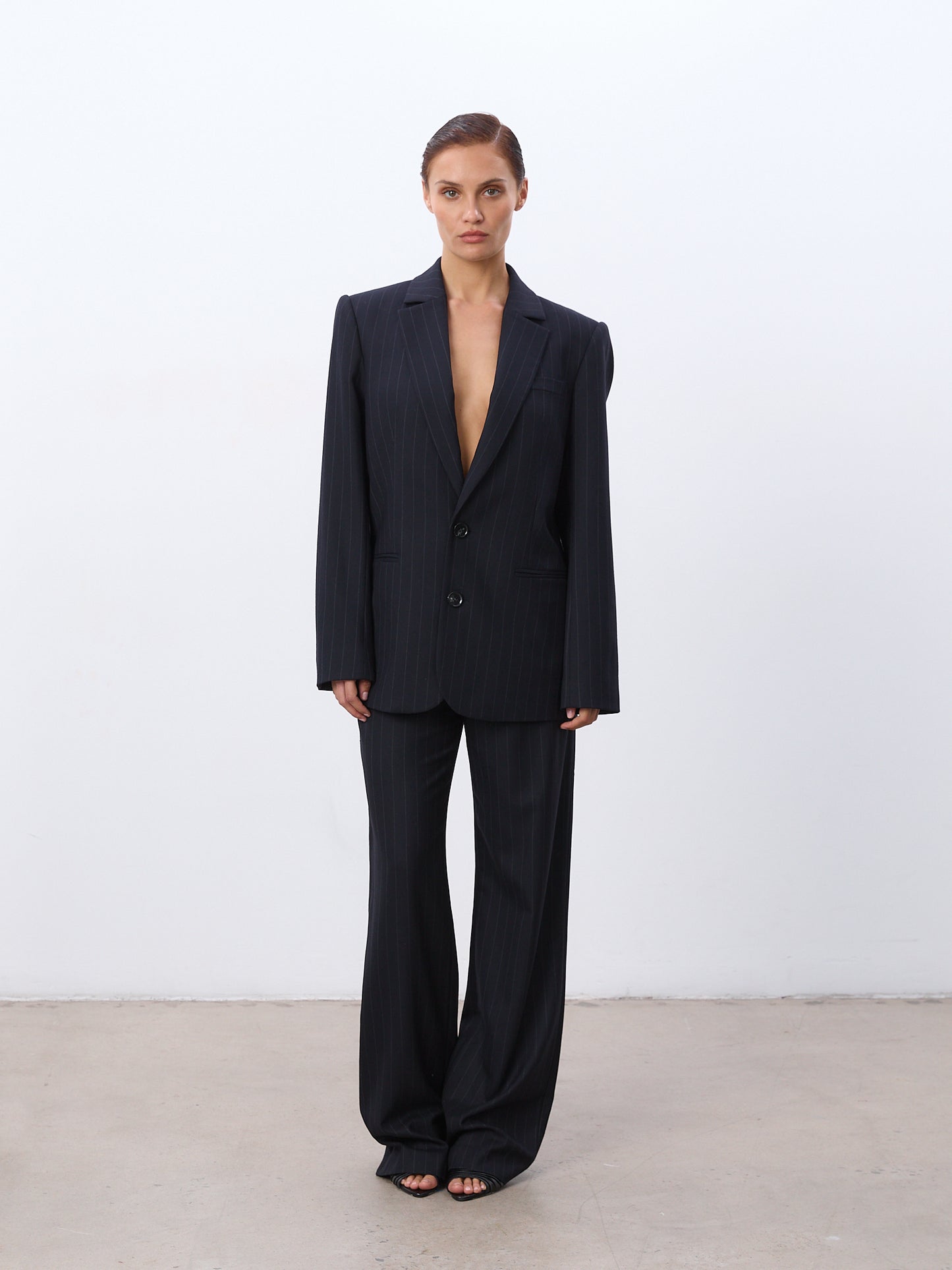 Navy Pinstripe - Model