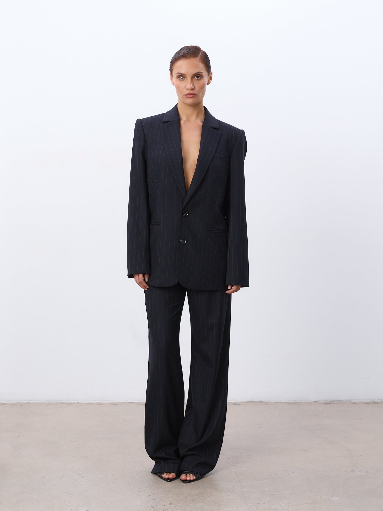 Navy Pinstripe - Model