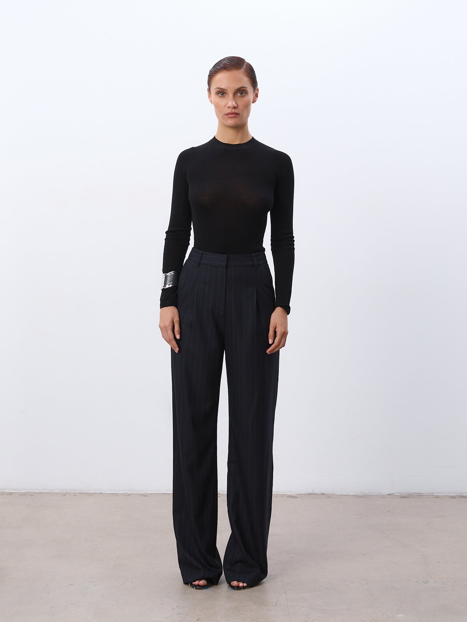Navy Pinstripe - Model