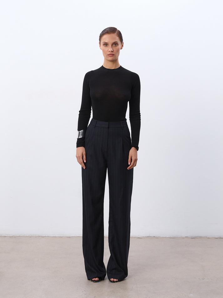 Navy Pinstripe - Model